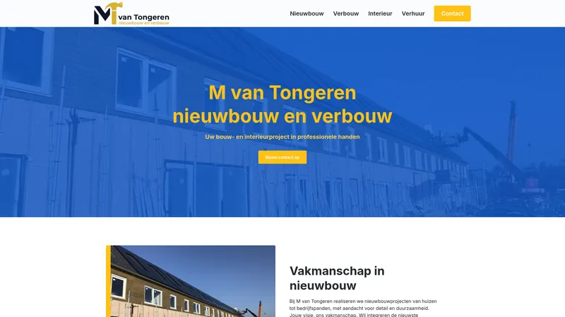Website van M van Tongeren Nieuwbouw en Verbouw
