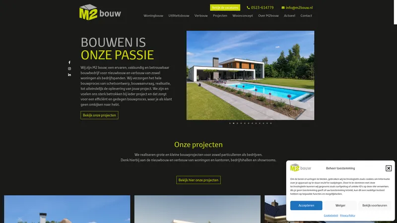 Website van M2 Bouw
