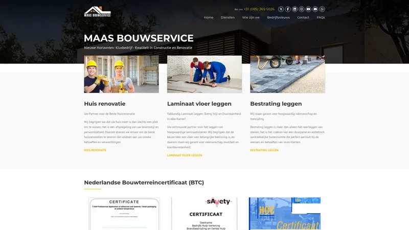 Website van Maas Bouwservice