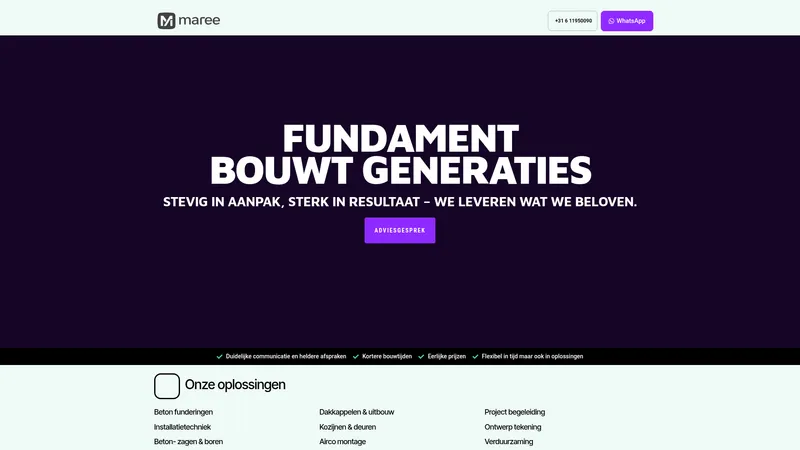 Website van MAREE Aanneming B.V