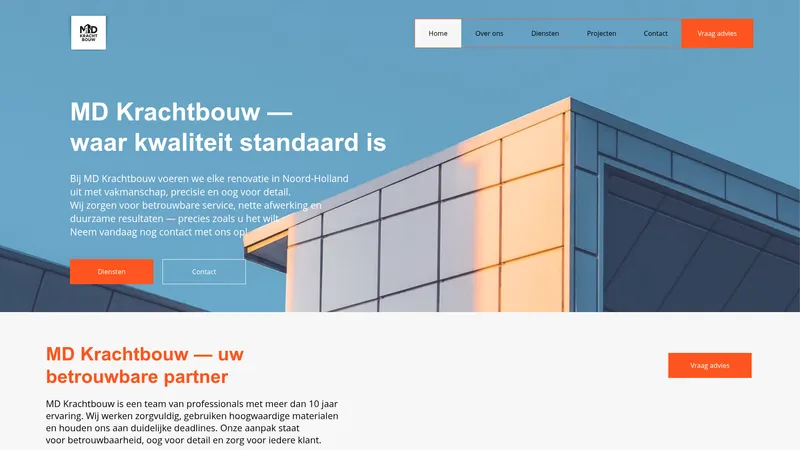 Website van MD Krachtbouw