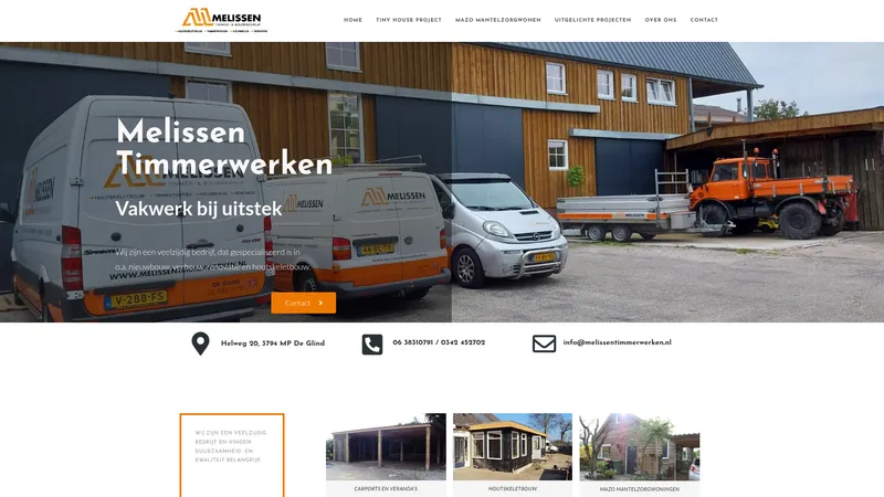 Website van Melissen timmer- en bouwbedrijf