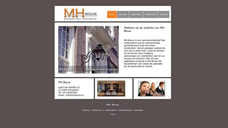Website van MH Bouw