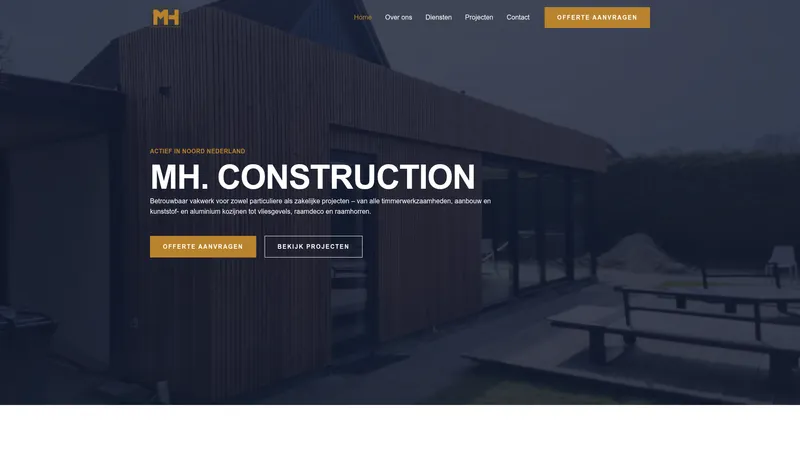 Website van MH. Construction