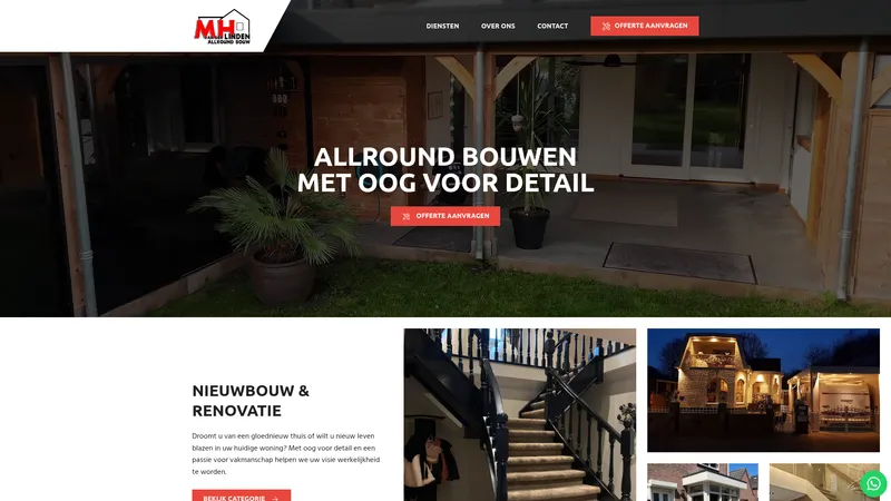 Website van MH van der Linden Allround Bouw