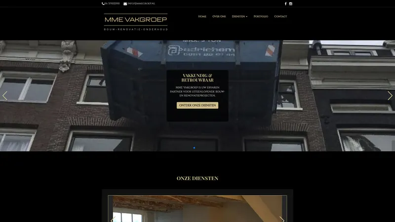 Website van MME Vakgroep Aannemer- & Bouwbedrijf