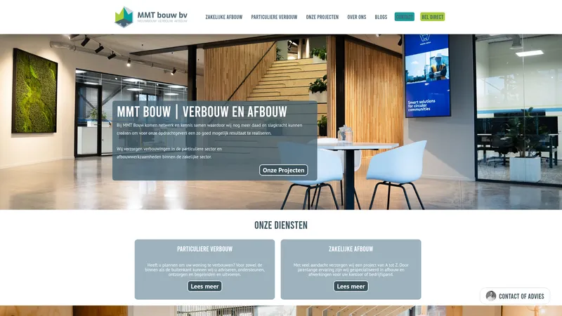 Website van MMT Bouw