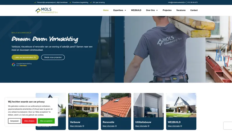 Website van Mols Bouwbedrijf B.V.