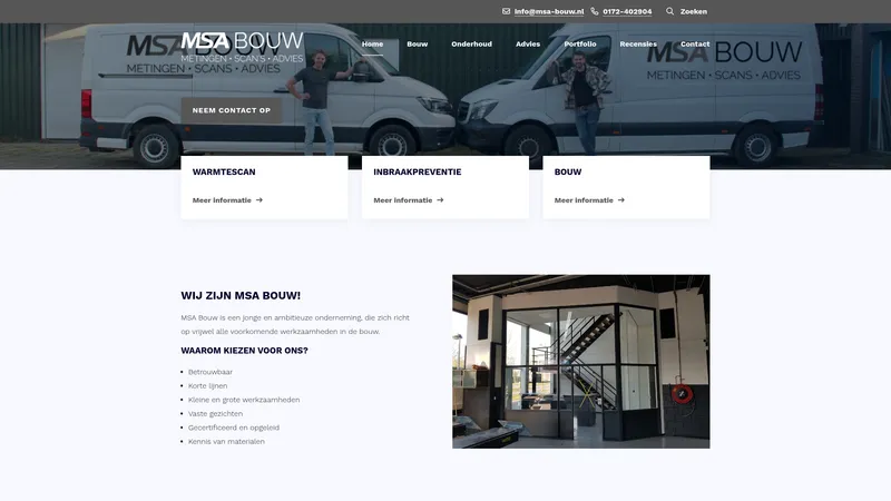 Website van MSA Bouw