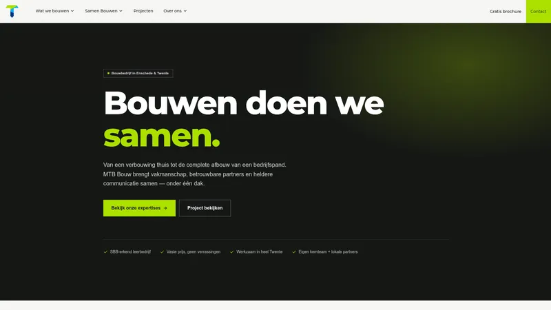 Website van MTB Bouw