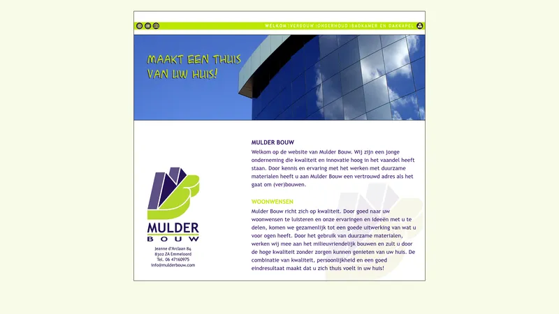 Website van Mulder Bouw