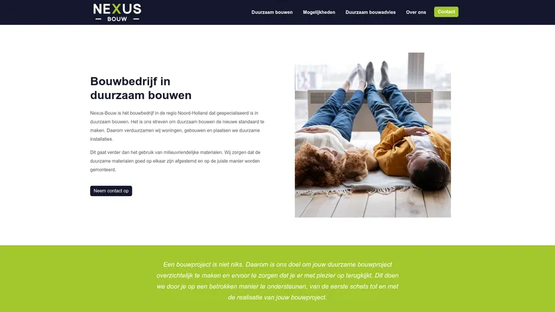 Website van Nexus Bouw BV