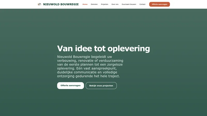 Website van Nieuwold Bouwregie