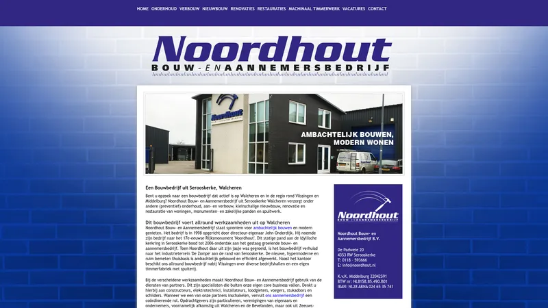 Website van Noordhout Aannemers- & Bouwbedrijf BV