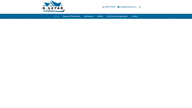 Website van O.sayar bouw en renovatie