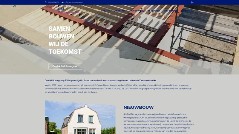 Website van OM Bouwgroep B.V.