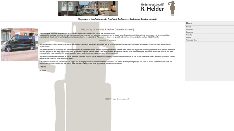 Website van Onderhoudsbedrijf R. Helder