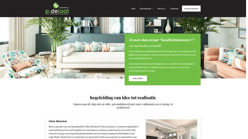 Website van P. de Laat bouw-aannemingsbedrijf B.V.