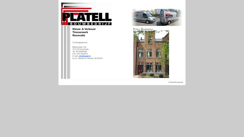 Website van Platell Bouwbedrijf