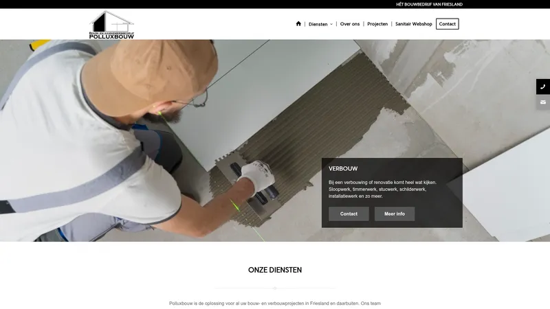 Website van Polluxbouw - Bouwbedrijf Friesland