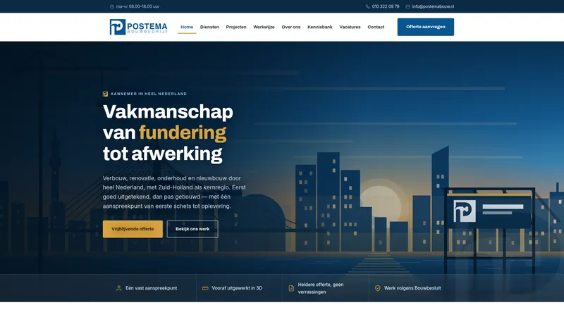 Website van Postema Bouwbedrijf