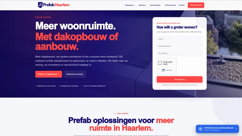 Website van Prefab Haarlem