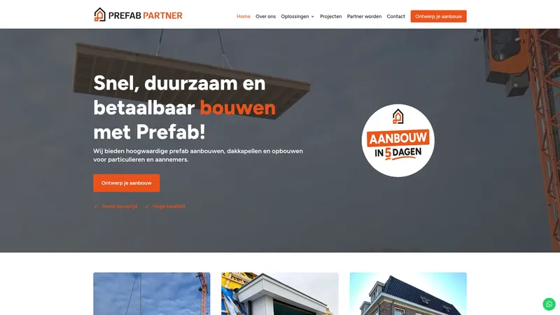 Website van Prefab Partner BV