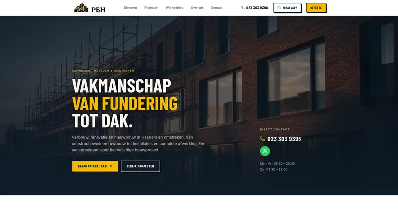 Website van Project Bouw Haarlem