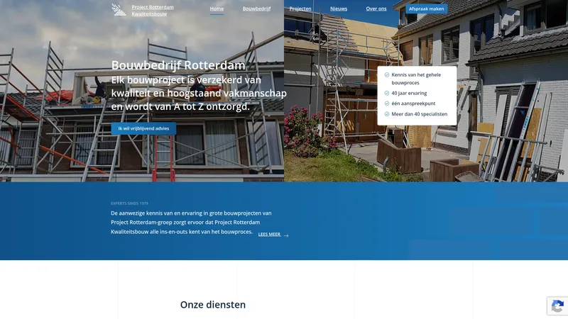 Website van Project Rotterdam Kwaliteitsbouw bv