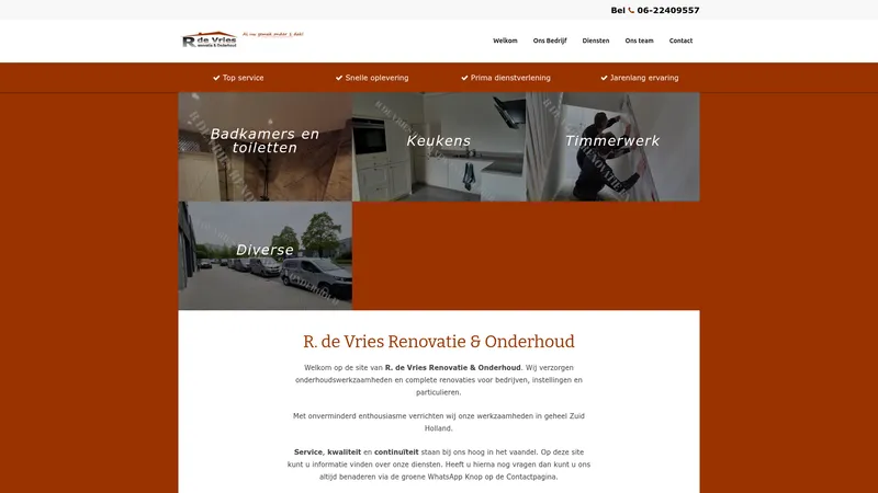 Website van R. de Vries Renovatie & Onderhoud