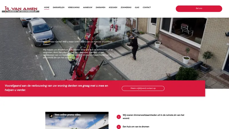 Website van R. van Amen Timmer en Bouwbedrijf