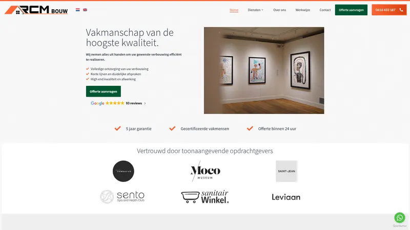 Website van Rcm bouw