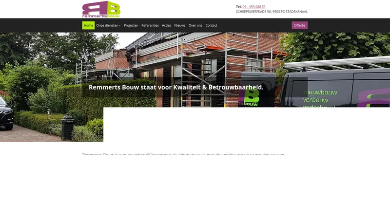 Website van Remmerts Bouw