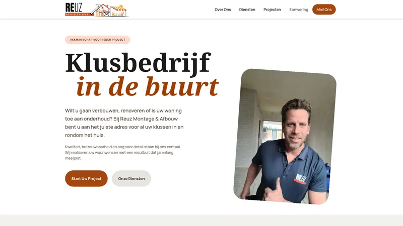 Website van Reuz montage en afbouw ingen/ Nieuwegein