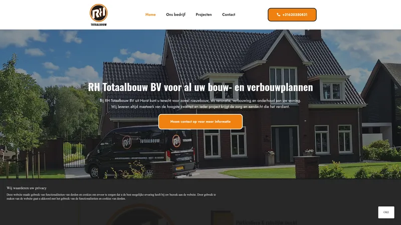 Website van RH totaalbouw BV