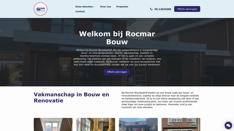 Website van Rocmar Bouw