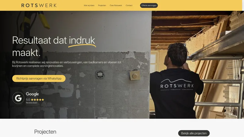 Website van Rotswerk Aannemersbedrijf