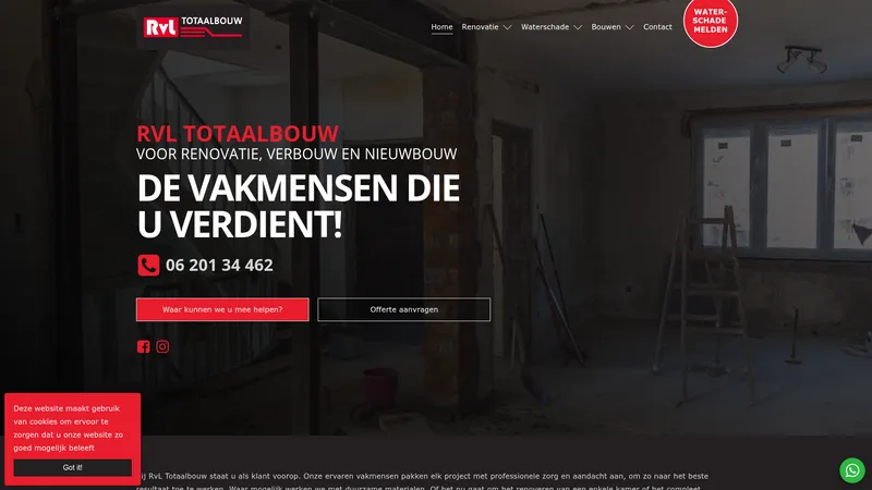 Website van RvL Totaalbouw