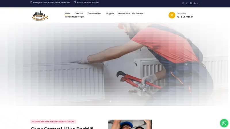 Website van Samuel Klus bedrijf