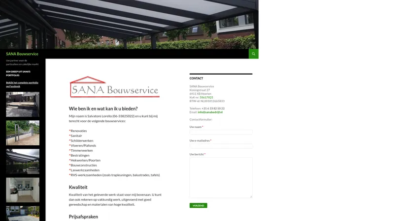Website van SANA Bouwservice