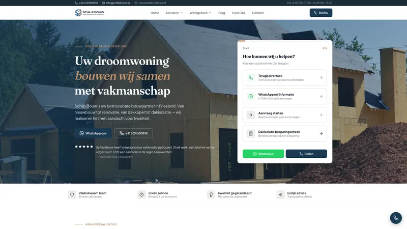 Website van Schilp Bouw