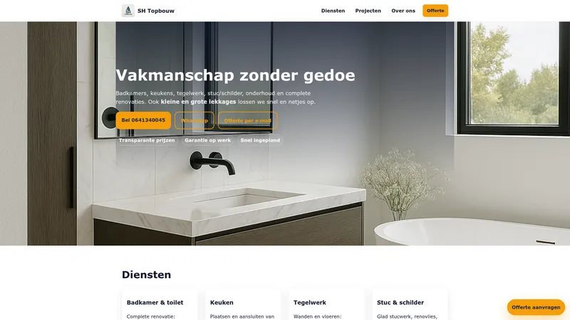 Website van SH Topbouw