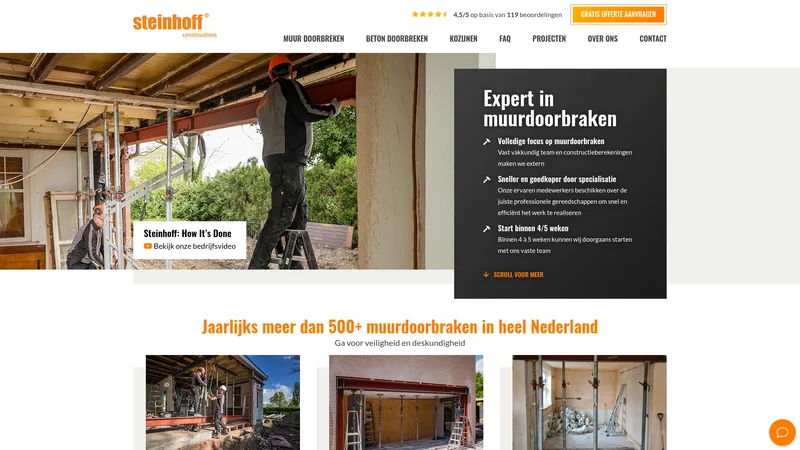 Website van Steinhoff Constructions BV
