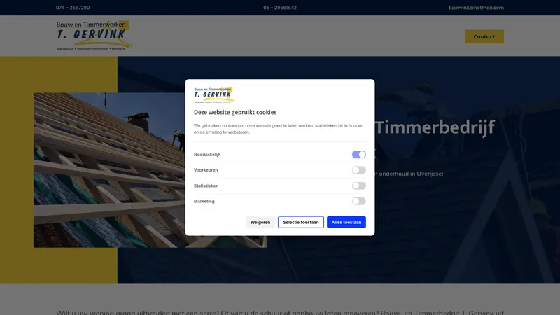 Website van T. Gervink Bouw en Timmerwerken