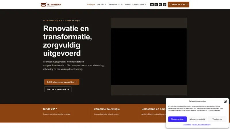 Website van T&Z Bouwbedrijf B.V