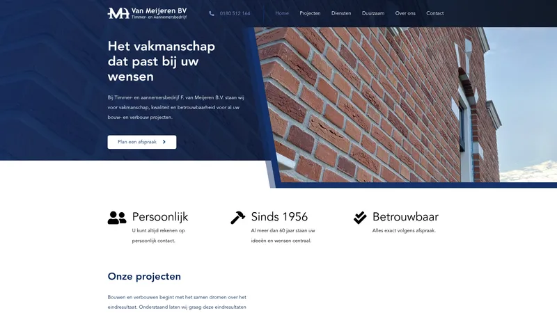 Website van Timmer- Aannemingsbedrijf F. van Meijeren B.V.