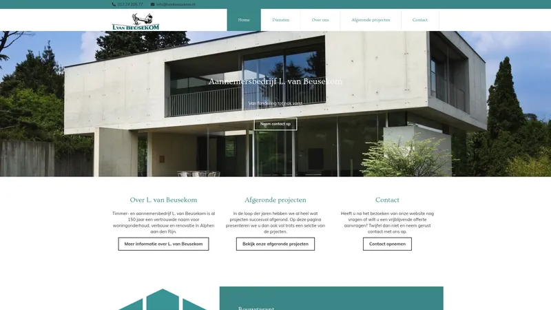 Website van Timmer- en Aannemersbedrijf L. van Beusekom
