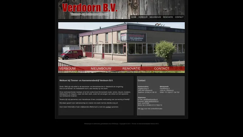 Website van Timmer- en Aannemersbedrijf Verdoorn B.V.