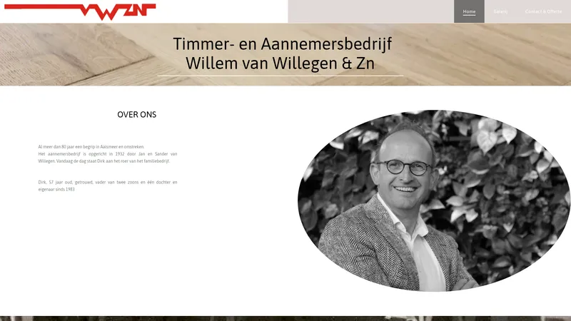 Website van Timmer- en Aannemersbedrijf Willem van Willegen& Zn.