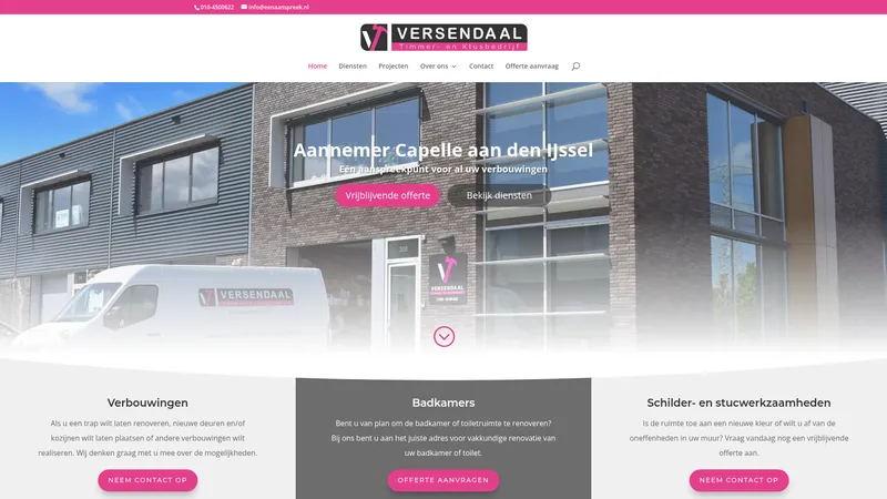 Website van Timmer- en Klusbedrijf Versendaal B.V.